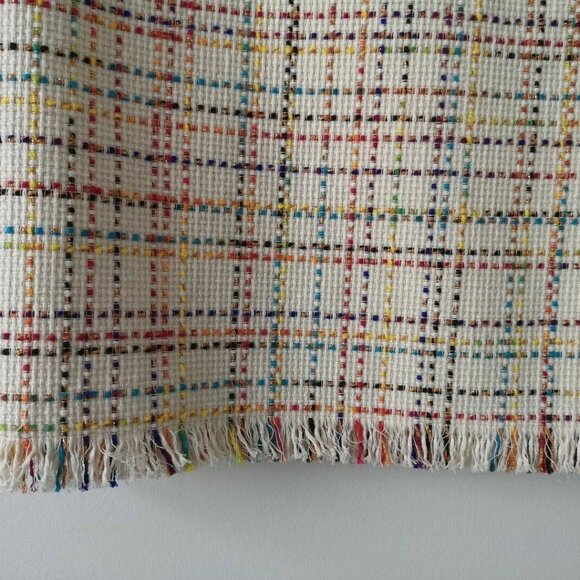 Share New AKRIS Cream Multi Cotton Blend Fringe Hem Tweed Mini Skirt 8, 12 - Picture 6 of 8